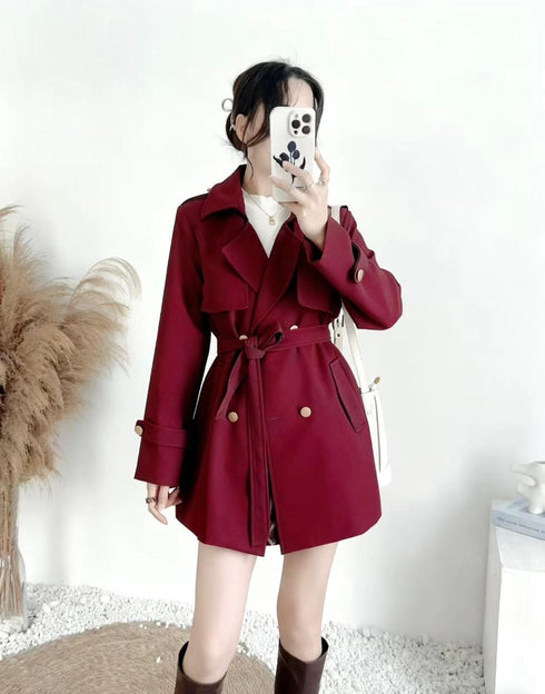 Double Breasted Short Trench Coat